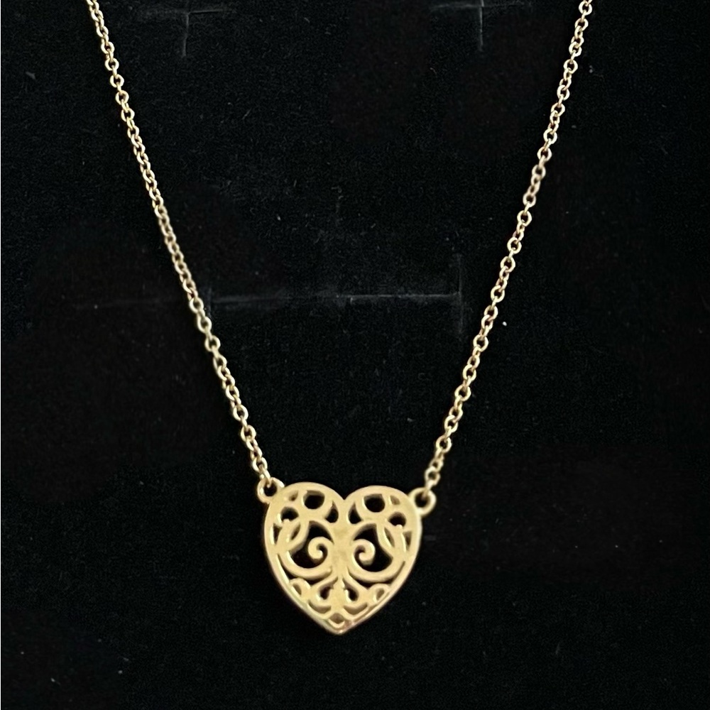 RARE Tiffany & Co. Enchant Heart 18k Yellow Gold Mini Pendant Necklace 16"